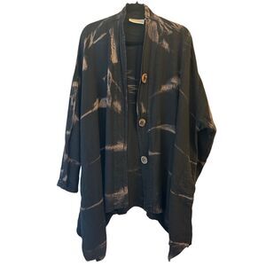 Eleven Stitch Design Artsy Lagenlook Jacket sz L Oversized Tie-dye Boho